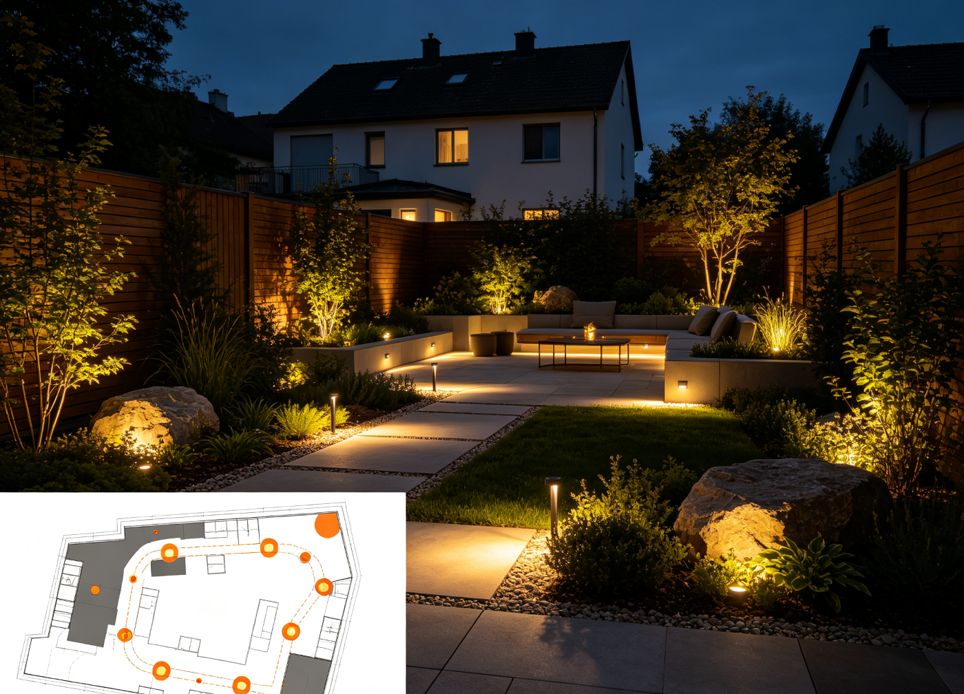 Custom Garden Lighting Layout Design
